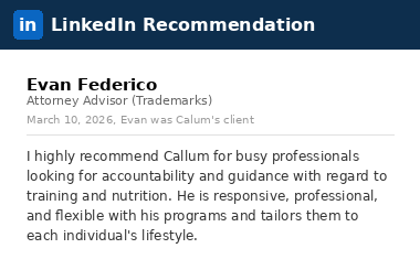 LinkedIn recommendation from Evan Federico, Attorney Advisor (Trademarks)