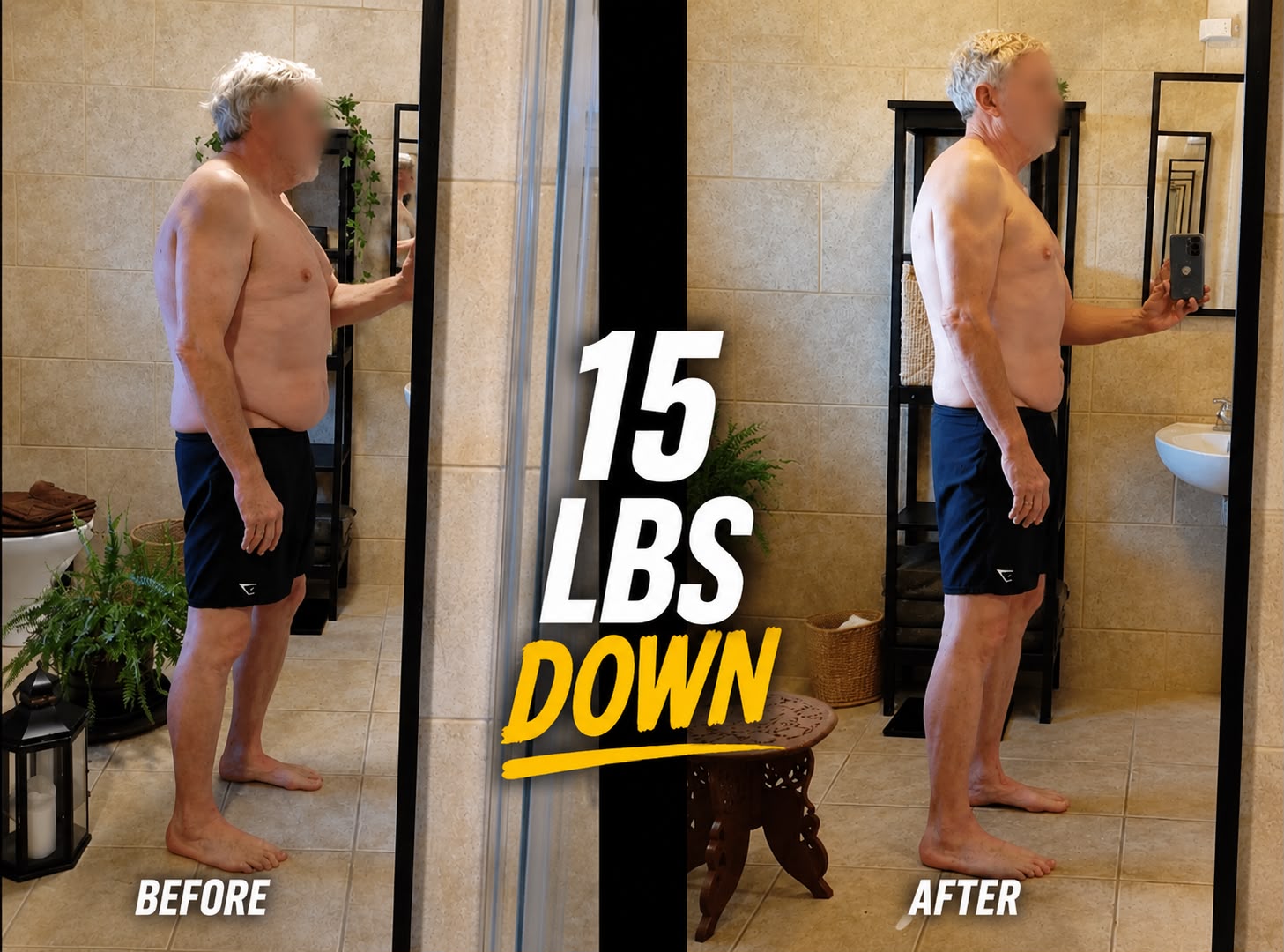 Client transformation — 15 lbs down