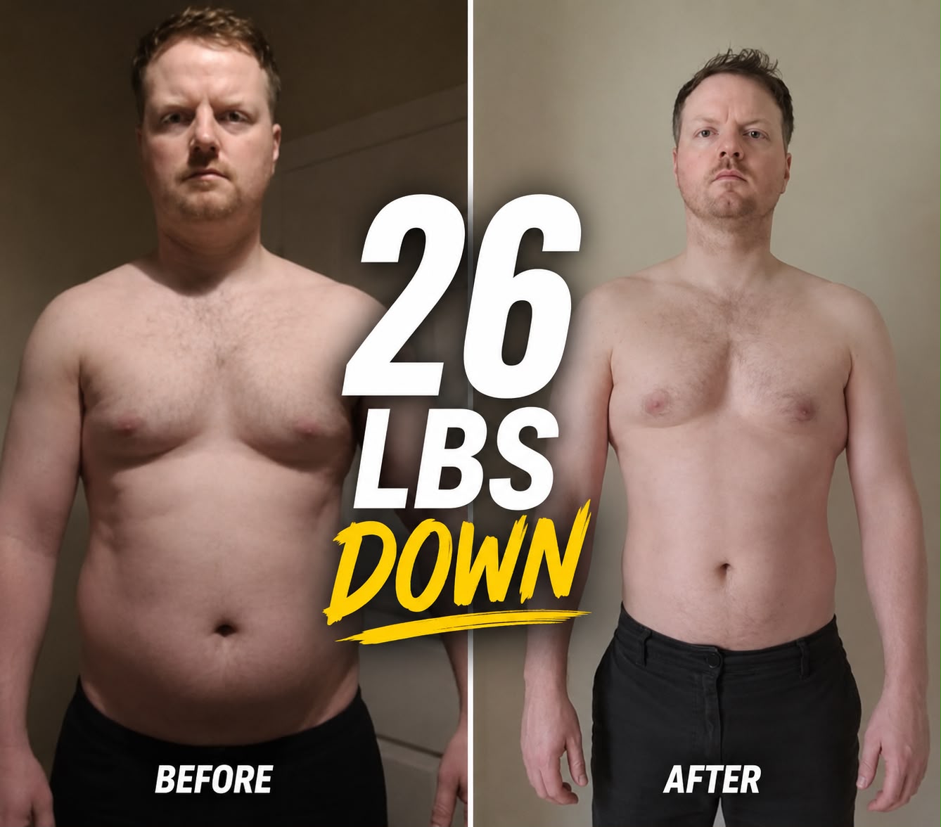 Client transformation — 26 lbs down